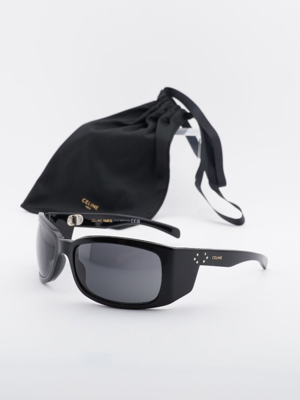 Celine CL40290I 01A Shield Wraparound Sunglasses - Black / Smoke